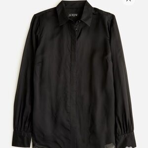 NWT J. Crew Black Sheer Organza Button Shirt with Camisole, Size 10